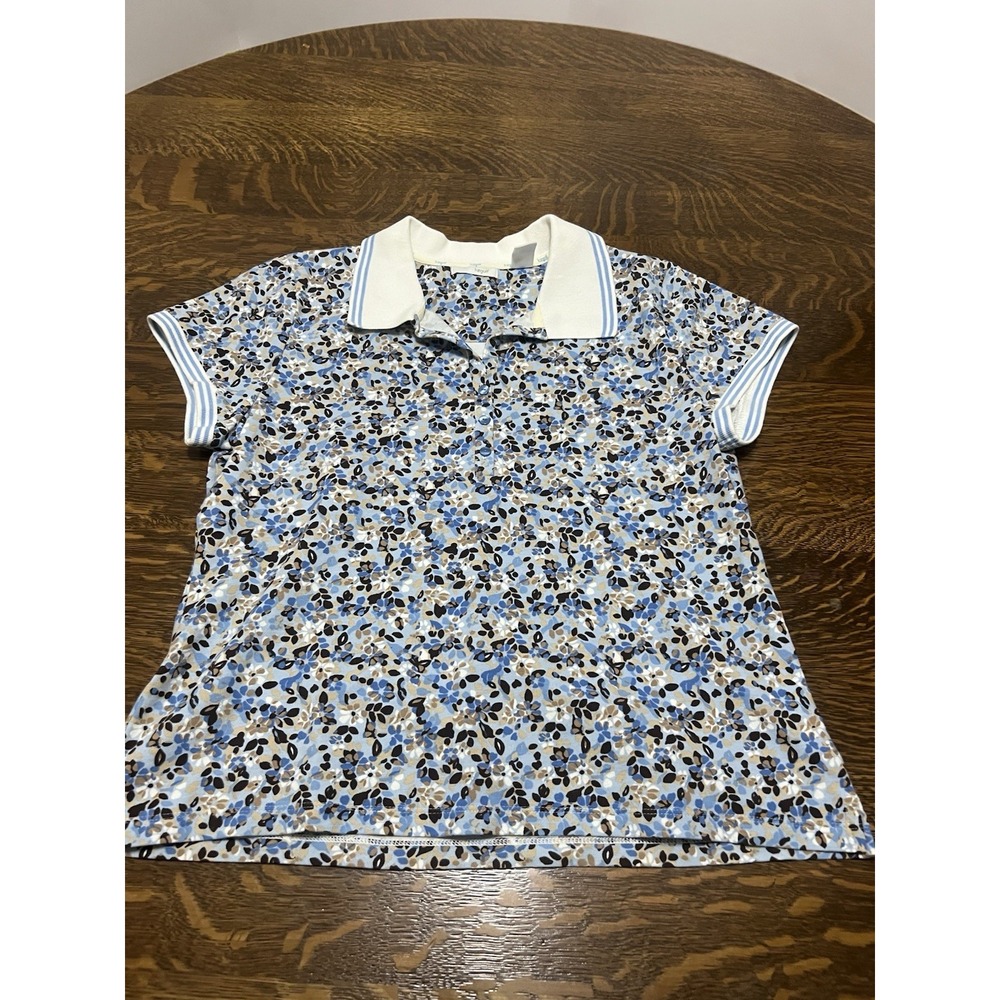 Lizgolf Floral Golf Polo Shirt Womens XL Short Sleeve Stretch Casual Top